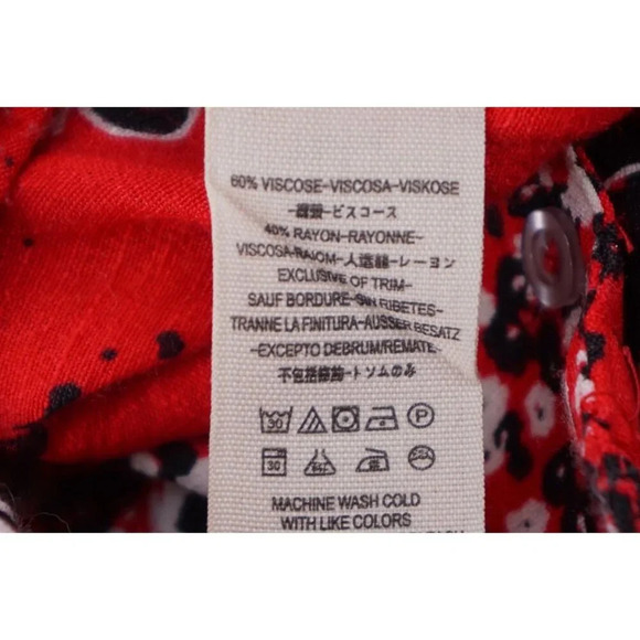 Free People Dress Women 2‎ Red Black Floral Twisted Waisted Pockets Boho Chic - Picture 11 of 12